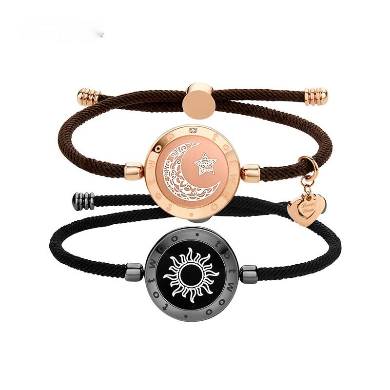 Couple Leather Rope Snake Bone Induction Interactive Bracelet